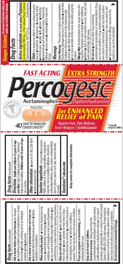 Principal Display Panelextra Strengthpercogesic®acetaminophen/diphenhydraminefever Reducer/ Antihistamine40 Coated Caplets (Percogesic Extra Strength 63029 054 01)