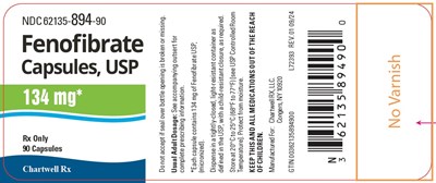 Image Description (Fenofibrate Caps 134mg Bottel Label)