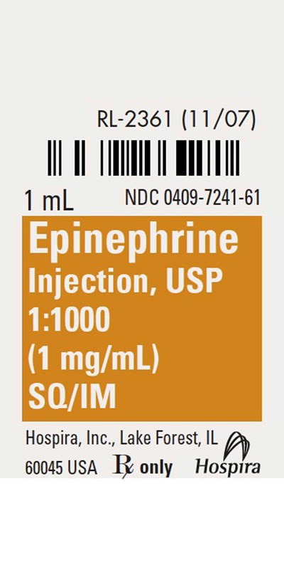 Label Ndc 0409-7241-61 (Epinephrine Injection Usp2 Figure 2 Jrl 2361)