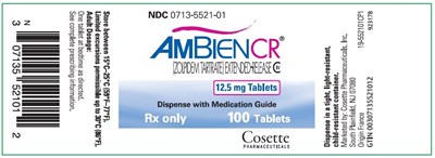 ambien-cr-04.jpg PRINCIPAL DISPLAY PANEL - 12.5 mg Tablet Bottle Label - ambien cr 04