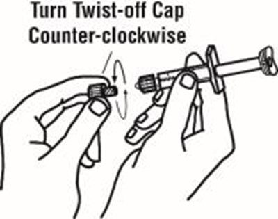 7.	Remove The Twist Off Cap From The Prefilled Diluent Syringe By Turning Counter Clockwise.  Do Not Bump Or Touch The Plunger.  Doing So Could Cause The Liquid To Leak Out.  You May See A Drop Of Liquid When Removing The Cap.  This Is Normal.  Place The Cap On Your Flat Work Surface.  Do Not Touch The Syringe Tip. (Enbrel 26)