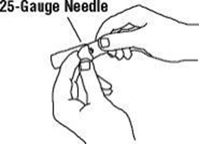3.	Open The Wrapper That Contains The 25 Gauge Needle By Peeling Apart The Tabs And Set The Needle Aside For Later Use.  The 25 Gauge Needle Will Be Used To Mix The Liquid With The Powder And For Withdrawing Enbrel From The Vial. (Enbrel 30)