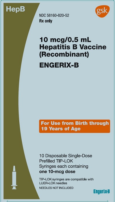 NDC 58160 821 Engerix b  Hepatitis B  Vaccine recombinant 