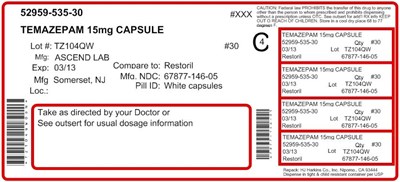 temazepam-15mg-100ct.jpg Bottle Label - 15 mg - 100 count - temazepam 15mg 100ct
