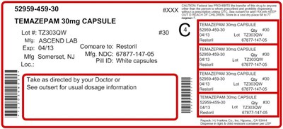 temazepam-30mg-100ct.jpg Bottle Label - 30 mg - 100 count - temazepam 30mg 100ct