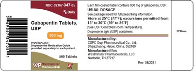 gabapenin-07.jpg PRINCIPAL DISPLAY PANEL - 800 mg Tablet Bottle Label - gabapenin 07