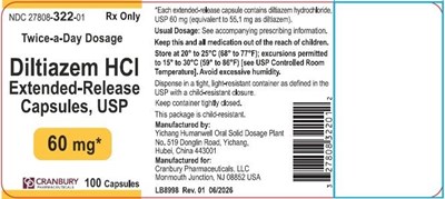60mg_100 Caps (Diltiazem Hydrochloride Extended Release Capsulesu 5)