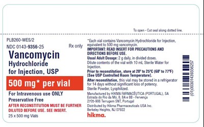 500 mg Shelfpack Plb260 (Vancomycin Hydrochloride For Injection 500 mg And  3)