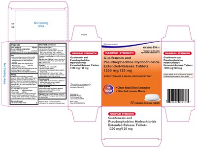 guaif-pseu-1200-120-fig1.jpg PACKAGE LABEL-PRINCIPAL DISPLAY PANEL - 600 mg/60 mg (18 Tablet Carton Label) - guaif pseu 1200 120 fig1
