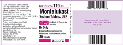 Principal Display Panel (Montelukast 10mg 30)