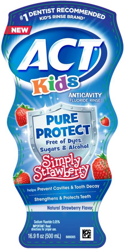 PRINCIPAL DISPLAY PANELACTKidsAnticavityFluoride RinseSimplyStrawberry16.9 fl oz (500 mL) - act kids pure protect anticavity mouthwash simple  01