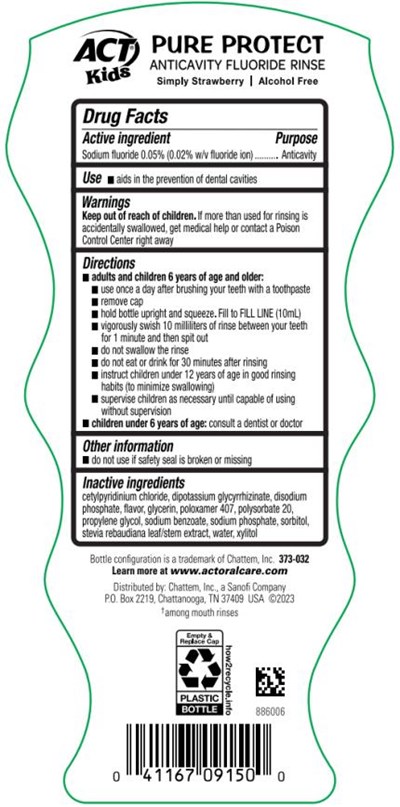 PRINCIPAL DISPLAY PANELACTKidsAnticavityFluoride RinseSimplyStrawberry16.9 fl oz (500 mL) - act kids pure protect anticavity mouthwash simple  02