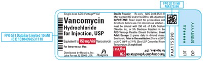 vancomycin-09.jpg PRINCIPAL DISPLAY PANEL - 750 mg Vial Label - vancomycin 09