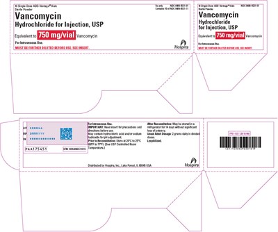 vancomycin-10.jpg PRINCIPAL DISPLAY PANEL - 750 mg Vial Tray - vancomycin 10