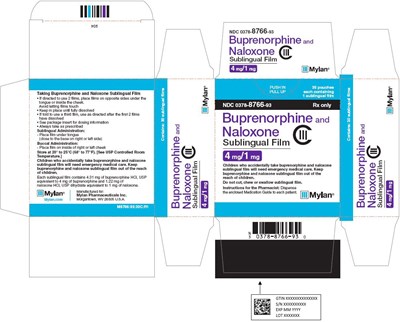 Buprenorphine and Naloxone Sublingual Film 4 mg/1 mg Carton Label - image 02