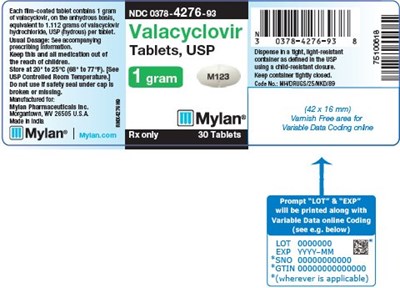 Valacyclovir Tablets 1 Gram Bottle Label (Image 02)