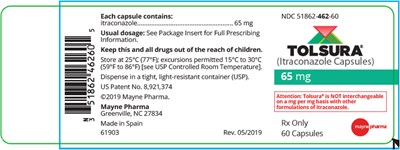 tolsura-02.jpg PRINCIPAL DISPLAY PANEL - 65 mg Capsule Bottle Label - tolsura 02