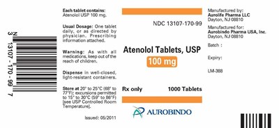 PACKAGE LABEL-PRINCIPAL DISPLAY PANEL - 100 mg (1000 Tablet Bottle) - atenolol fig 3