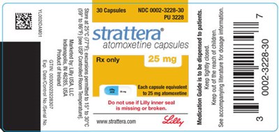 PACKAGE LABEL - STRATTERA  25 mg bottle of 30 - strattera 25mg contain 30 002 01