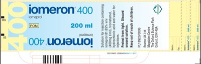 Iomeron 400 Vial 200 mL - UK Iomeron 400 200ml label