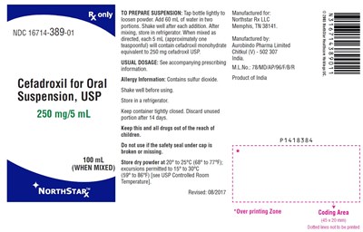PACKAGE LABEL-PRINCIPAL DISPLAY PANEL - 250 mg/5 mL (100 mL WHEN MIXED) - cefadroxil fig1