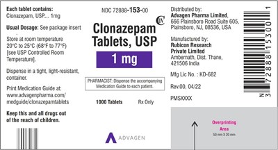 clonazepam-tablets-1mg-1000s.jpg Clonazepam Tablets USP, 1 mg - NDC 72888-153-00 - 1000 Tablets Label - clonazepam tablets 1mg 1000s