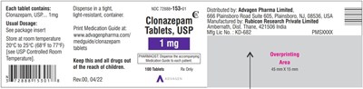 clonazepam-tablets-1mg-100s.jpg Clonazepam Tablets USP, 1 mg - NDC 72888-153-01 - 100 Tablets Label - clonazepam tablets 1mg 100s