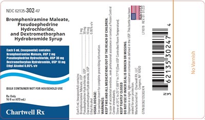 brom-pseudo-dextro-syrup-473ml-label.jpg Brompheniramine Maleate, Pseudoephedrine Hydrochloride, and Dextromethorphan Hydrobromide Syrup 16 FL.OZ. (473ml) - NDC 62135-302-47 - Label - brom pseudo dextro syrup 473ml label