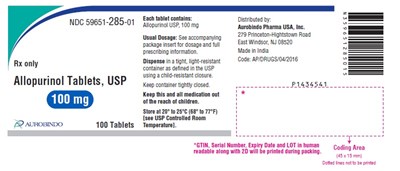 PACKAGE LABEL-PRINCIPAL DISPLAY PANEL - 100 mg (100 Tablet Bottle) - allopurinol fig1