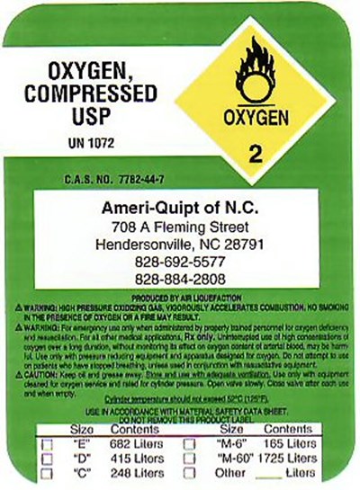 Hp Label (Ameri Quipt Hp O2)
