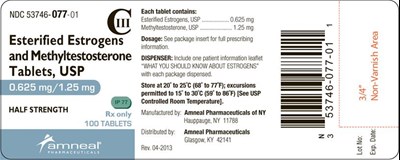 0.625mg 1.25mg Label (Esterified Estrogens And Methyltestosterone Tablet 3)