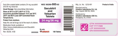 "image Description" (Sacubitril And Valsartan 24mg 26mg 180s Bottle Label)