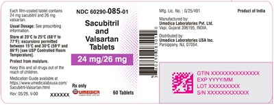 "image Description" (Sacubitril And Valsartan 24mg 26mg 60s Bottle Label)