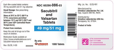 "image Description" (Sacubitril And Valsartan 49mg 51mg 1000s Bottle Label)