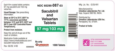 "image Description" (Sacubitril And Valsartan 97mg 103mg 1000s Bottle Label)