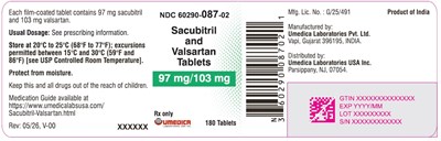 "image Description" (Sacubitril And Valsartan 97mg 103mg 180s Bottle Label)