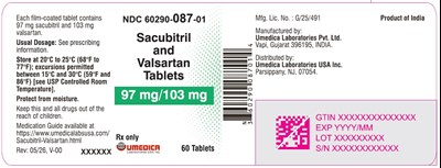 "image Description" (Sacubitril And Valsartan 97mg 103mg 60s Bottle Label)
