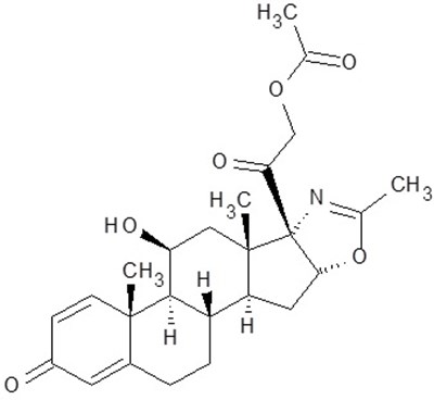 The structural formula for EMFLAZA is deflazacort (a corticosteroid).  Corticosteroids are adrenocortical steroids, both naturally occurring and synthetic.  The molecular formula for deflazacort is C25H31NO6.  The chemical name for deflazacort is (11β,16β)-21-(acetyloxy)-11-hydroxy-2'-methyl-5'H-pregna-1,4-dieno[17,16-d]oxazole-3,20-dione. - emflaza 01