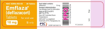 emflaza-16.jpg 18 mg Tablet 30-Count Bottle Label - emflaza 16