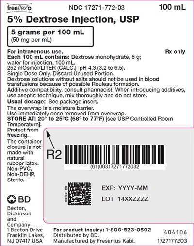 Package Label (PRINCIPAL DISPLAY – 5% Dextrose 100 mL Bag Label)