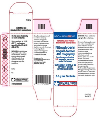 Principal Display Panelndc-43478-410-07read Enclosed Patient Information Before Usingnitroglycerinlingual Aerosol400 Mcg/spraycontains Approximately 200 Sprays For Use On Or Under The Tonguecontainer Should Be Upright When Stored Or Used8.5 G Net Contents (Nitroglycerin Lingual Aerosol 09)