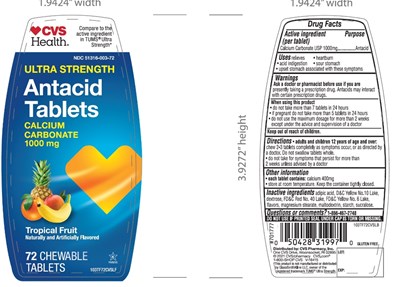 CVS Ultra Strength Antacid Tablets Tropical Fruit 72 Chewable Tablet - 103AF72PVLFLB