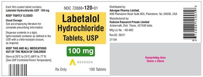 Labetalol Hydrochloride Tablets Usp 100 mg (100 Tablets Label)
