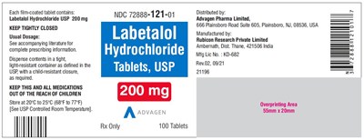 Labetalol Hydrochloride Tablets Usp 200 mg (100 Tablets Label)