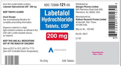 Labetalol Hydrochloride Tablets Usp 200 mg (500 Tablets Label)