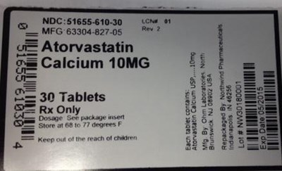 51655-610-30.jpg Atorvastatin Calcium 10mg - 51655 610 30