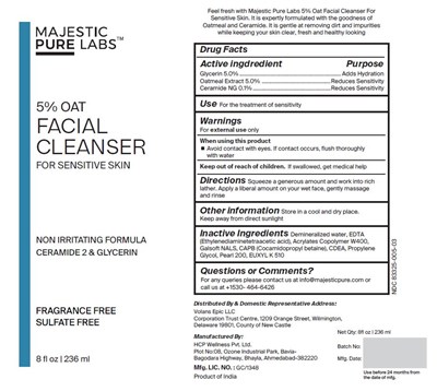image description - oat facial cleanser bottle label