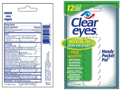 Principal Display Panelclear Eyes®maximum Itchy Eye Reliefastringent/lubricant/redness Reliever Eye Drops (Clear Eyes Maximum Itchy Eye Relief 02)