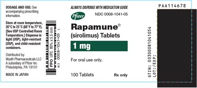 rapamune-20.jpg PRINCIPAL DISPLAY PANEL - 1 mg Tablet Bottle Label - rapamune 20