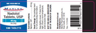 PRINCIPAL DISPLAY PANELNadolol Tablets, USP 40 mgRx Only100 Tablets - nadolol tablets 03